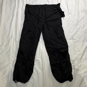 Black Cargo Parachute Pants